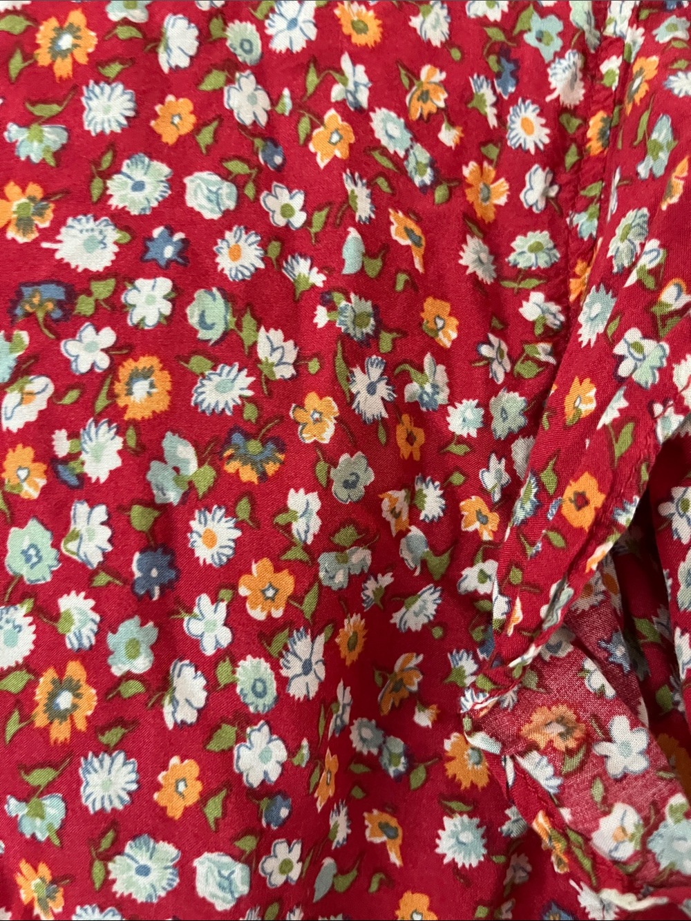 Red Floral Ruffle Sleeve Women’s Top - Picture 8 of 9